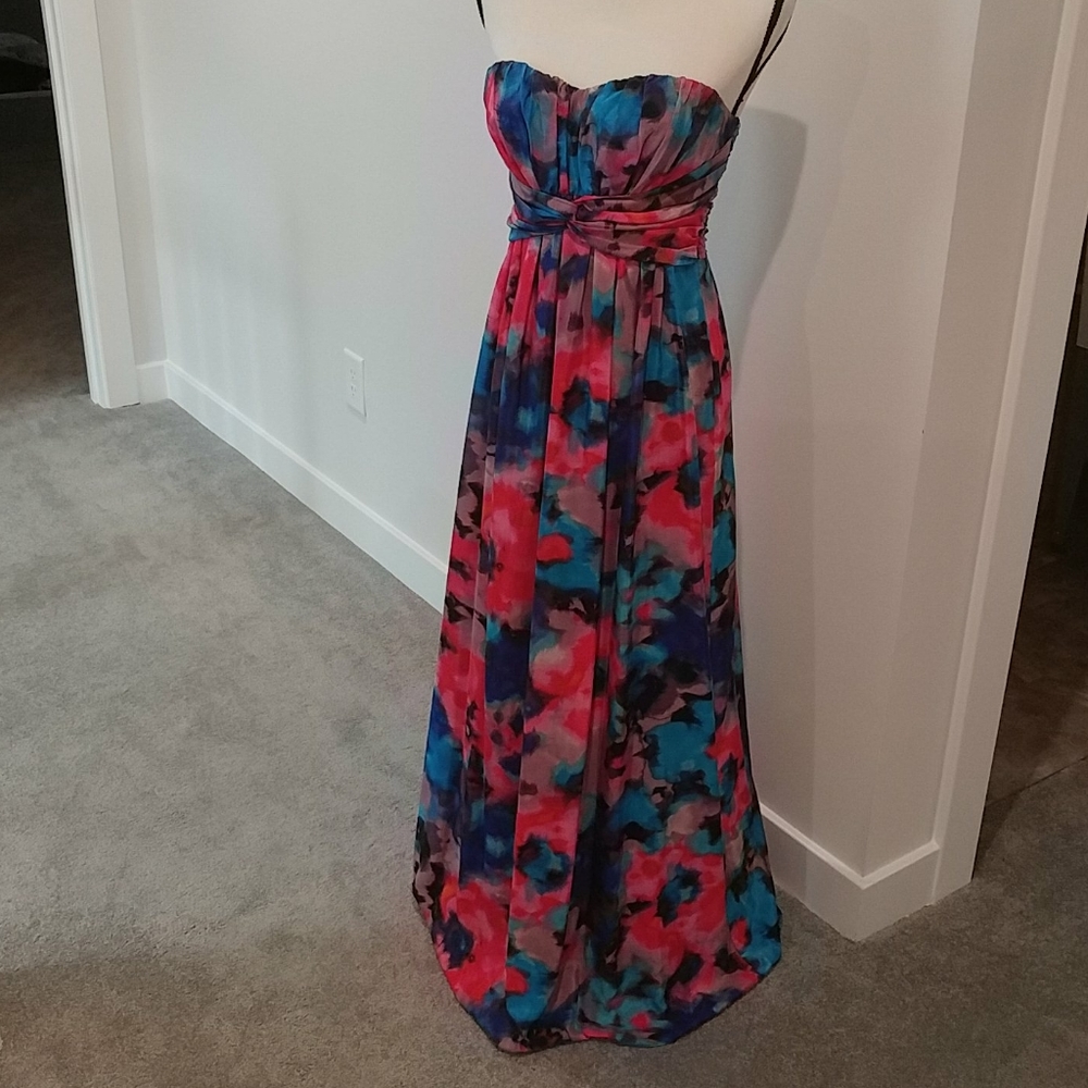 Jessica Simpson Multicolor Strapless Maxi Dress